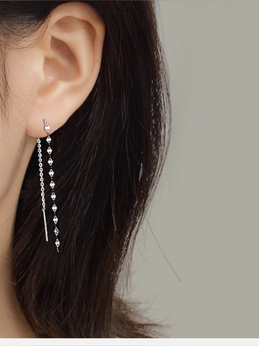 Silver Long Threader Drop Earrings - Women Jewelry